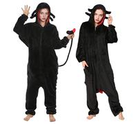 Lyxaof Adults Toothless Onesie, Cute Animal Dragon Zipper Hooded Costume Halloween Christmas Cosplay Fancy Jumpsuit Pajamas Outfit for Men Women Black