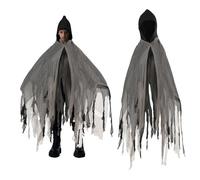 Lyxaof Kids Grim Reaper Hooded Cloak Vintage Horror Ghost Costume Halloween Carnival Medieval Theme Party Cosplay Dress Up Outfit for Boys Girls (Black, One Size)