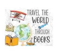 LYXDS Gifts For Readers Library Decor Bookish Items Travel The World Through Books Reading Decor Book Accessories For Reading Lovers Metal Tin Sign 8x12in