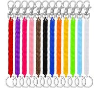 Lyxhag 12 Pieces Stretchy Spiral Keyring,with Lobster Clasp, Plastic Keyring Chain Anti-Lost Spiral Key Holder for Keys Work School Wallet Cellphone ID Card Backpack Outdoor Activities,12 Colors