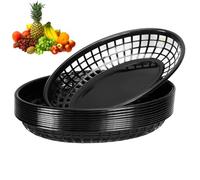 Lyxhag 15Pcs Oval Food Fruit Baskets, Reusable Plastic Oval Fruit Basket,Plastic Serving Baskets Fries Chip Hot Dog Tray Burger Baskets,Summer Garden Party Festival