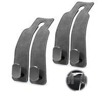 Lyxienty Car Seat Hooks 4Pcs Car Hooks Leather for Bags Headrest Car Seat Back Storage Hook-Double Car Bag Hook Double Hooks(Grey)