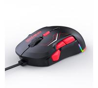 LYXLOVERI High-Performance Wired Gaming Mouse with Dynamic RGB Lighting, 12800 DPI Adjustable, Multi-Functional Mouse with 10 Customizable Macro Buttons (Black-Red)