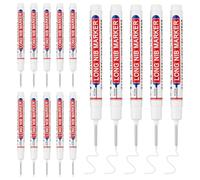 LYXMYGS 15 PCS Long Head Deep Hole Marker Pens,20mm Long Nib Marker,Longs Nose Markers,Waterproof Construction Markers Marking Tool,Permanent Markers Carpenter Ink marker Pens,Metal marking Pens,White