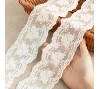 LYXMYGS Lace Trim Ribbon, 3-Yard White Lace Ribbon, 3.15 Inch Width White Laces Trims Delicate Crown Ribbons for Crafts Sewing and Bridal Wedding Dress Applique Decorations
