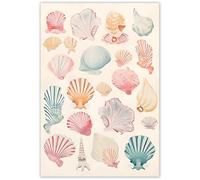 LYXNROH Fashion Surf Poster Preppy Seashells Wall Art Maximalist Coastal Cowgirl Canvas Prints Colorful Beachy Room Aesthetic for Home Bathroom Pink Teen Girls Room Wall Decor 12x16in Unframed