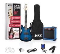 LyxPro 30 Inch Electric Guitar and Starter Kit for Kids with 3/4 Size Beginner’s Guitar, Amp, Six Strings, Two Picks, Shoulder Strap, Digital Clip On Tuner, Guitar Cable and Soft Case Gig Bag - Blue