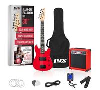 LyxPro 30 Inch Electric Guitar and Starter Kit for Kids with 3/4 Size Beginner’s Guitar, Amp, Six Strings, Two Picks, Shoulder Strap, Digital Clip On Tuner, Guitar Cable and Soft Case Gig Bag - Red