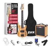 LyxPro 30 Inch Electric Guitar Starter Kit for Kids with 3/4 Size Beginnerâ€™s Guitar, Amp, Six Strings, Two Picks, Shoulder Strap, Digital Clip On Tuner, Guitar Cable and Soft Case Gig Bag - Natural