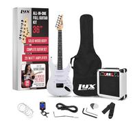 LyxPro 36 Inch Electric Guitar and Kit for Kids with 3/4 Size Beginner’s Guitar, Amp, Six Strings, Two Picks, Shoulder Strap, Digital Clip On Tuner, Cable and Soft Case Gig Bag - White