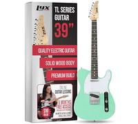 LyxPro 39” Electric Guitar TL Series, Full-Size Paulownia Wood Body, 3-Ply Pickguard, C-Shape Neck, Ashtray Bridge, Quality Gear Tuners, 3-Way Switch & Volume/Tone Controls, 2 Picks Included, Green