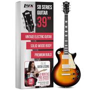 LyxPro 39” SB Series Electric Guitar, LP Style for Beginner, Intermediate & Pro Players Solid Body Guitar, Bonus 2-Pack of Picks, Mahogany Wood, Volume/Tone Controls, 3-Way Pickup - Sunburst