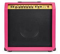LyxPro 60 Watt Electric Guitar Amplifier | Combo Solid State Studio & Stage Amp with 10” 4-Ohm Speaker, Custom EQ Controls, Drive, Delay, ¼” Passive/Active/Mic Inputs, Aux In & Headphone Jack - Pink