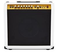 LyxPro 60 Watt Electric Guitar Amplifier | Combo Solid State Studio & Stage Amp with 10” 4-Ohm Speaker, Custom EQ Controls, Drive, Delay, ¼” Passive/Active/Mic Inputs, Aux In & Headphone Jack - White