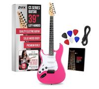 LyxPro CS 39” Left Hand Electric Guitar Kit for Beginner, Intermediate & Pro Players with Guitar, Amp Cable, 6 Picks & Learner’s Guide, Solid Wood Body, Volume/Tone Controls, 5-Way Pickup - Pink
