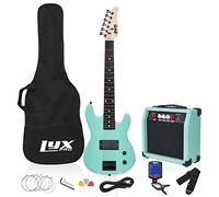 LyxPro Electric Guitar 30 Inch and Beginner Guitar for Kids, Beginner Guitar in 3/4 Size, Amplifier, Six Strings, Two Picks, Green Shoulder Strap