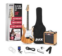LyxPro Electric Guitar 39" inch Full Beginner Starter kit Full Size with 20w Amp, Package Includes All Accessories, Digital Tuner, Strings, Picks, Tremolo Bar, Shoulder Strap, and Case Bag - Natural