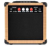 LyxPro Electric Guitar Amp 20 Watt Amplifier Built in Speaker Headphone Jack and Aux Input includes Gain Bass Treble Volume and Grind - Natural
