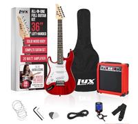 LyxPro Left Hand 36 Inch Electric Guitar and Kit for Lefty Kids with 3/4 Size Beginner’s Guitar, Amp, Six Strings, Two Picks, Shoulder Strap, Digital Clip On Tuner, Cable and Soft Case Gig Bag - Red