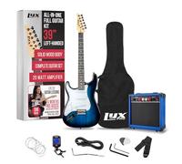 LyxPro Left Hand 39 Inch Electric Guitar and Starter Kit for Lefty Full Size Beginner’s Guitar, Amp, Six Strings, Two Picks, Shoulder Strap, Digital Clip On Tuner, Cable and Soft Case - Blue