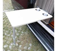 LYXWGRZD RV Tables for Inside a Camper, RV Wall Mounted Table, with 2 Water Cup Slots, for Motorhome, Home Office, Outdoor Camping Picnic(White)