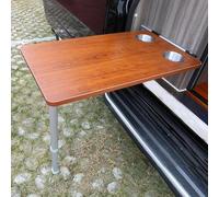 LYXWGRZD RV Tables for Inside a Camper, RV Wall Mounted Table, with 2 Water Cup Slots, for Motorhome, Home Office, Outdoor Camping Picnic(Brown)