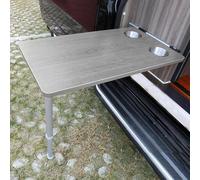 LYXWGRZD RV Tables for Inside a Camper, RV Wall Mounted Table, with 2 Water Cup Slots, for Motorhome, Home Office, Outdoor Camping Picnic(Grey)