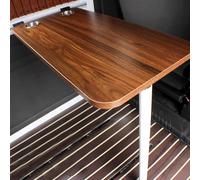 LYXWGRZD Rv Wall Mounted Table, Rv Folding Table with 2 Water Cup Slots, Adjustable Steel Brackets, Ideal for Campervans(Brown)