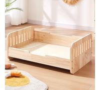 LYXWGRZD Wooden Pet Bed, Dog Bed/cat bed with guardrail design, Elevated Pet Bed, Dog Bed Frame for Small Medium Large Dogs/Cats (Without cushion)(111cm/43.7in)