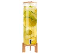 LYXXW 2 Gallon Glass Drink Machine, Hot Cold Juice Server with Spigot, Beverage Dispenser with Wood Lid & Stand, Iced Tea Cans for Restaurants Parties Bars,11L