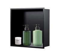 LYXXW 304 Stainless Steel Shower Niche Wall Mounted Built-In Bathroom Shelves Wall Insert Bathroom Shelf Shampoo Wall Niche Insert Product Storage Lightweight and Waterproof,Black