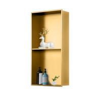 LYXXW Double Layer Shower Niche, 11.02" X 27.55" X 4.92" Rectangle Recessed Shower Shelf, Built-In Morden Bathroom Storage Rack, Shower Ready to Tile Niche,Gold