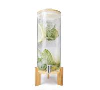 LYXXW Large Glass Beverage Dispenser with Wooden Stand and Stainless Steel Spigot, Hot Cold Beverage Machine for Lemonade Iced Tea Sangria and Party Drinks,8L