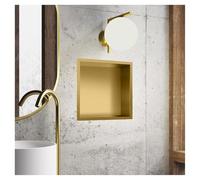 LYXXW Recessed 304 Stainless Steel Shower Niche, Double Sloped Base Storage Organizer, No Tile Needed, Modern Storage Shelf for Shower Bathroom Kitchen,Gold,12.5x4.9in