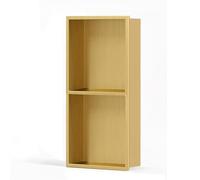 LYXXW Recessed 304 Stainless Steel Shower Niche, Sleek Built-in shelving Organizer, No Tile Needed, Square 2-Tiers Storage Rack for Bathroom Over-Mounted Installation,Gold,11"x28"x4.9"