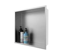 LYXXW Shower Niche bathroom Shelves 11.8x11.8, 12.5in Thicker, Waterproof Modern Space Saving Embedded Shower Niche Wall Insert, 304 Stainless Steel for Bathroom Niche Storage,Silver