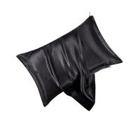 LYXYGMV 1 Pair Satin Pillowcase Breathable Bedding Polyester Envelope Closure Machine Washable For the Bedroom(Black)
