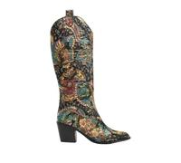 LYXYGMV Colorful Cowboy Boots Woman Knee High Low Heel Boots For Women Fashion Women Shoes Chunky Heel Boots For Women for Theme Party Country Concert(39)
