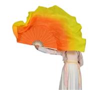 LYXYGMV Dance Fan Real Silk 86cm Gradient Folding Veil Hand Paint Bellydance Folk Square Dancer Show Props for Party Stage Performance(Color 11,2pcs Right Hand)