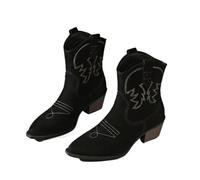 LYXYGMV Gladiator Woman Knee High Boots Fashion Embroidery Thick High Heel Shoes Ladies Outdoor Long Booties for Theme Party Country Concert(Style 2,39)