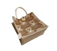 LYXYGMV Handbag Linen Handbag Lunch Box Bag Cosmetic Portable Shopping Bag Versatile Casual Women'S Bags(B-Brown)
