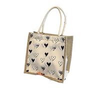 LYXYGMV Handbag Linen Handbag Lunch Box Bag Cosmetic Portable Shopping Bag Versatile Casual Women'S Bags(White-Zipper)