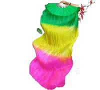 LYXYGMV Pair/2pcs Belly Dancing Fan Veils Fire-Color Gradient BellyDance Practice Long Props (1L+1R) 3 sizes for Party Stage Performance(Color 3,150CM)