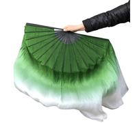 LYXYGMV Professional Dance Fan Real Silk Extra Long 86cm Double Side Dancer Props Bellydance Yangko Square Show Flowy for Party Stage Performance(Color2,2pcs Right Hand)