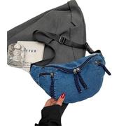 LYXYGMV Washed Denim Single-shoulder Bag For Women Chest Bag Summer Dumpling Crossbody Bag Daily Hobo Bags Large Capacity Handbags (Blue)