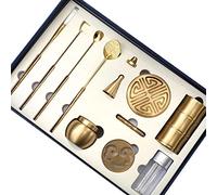 LYY 11 Pcs/Set Brass Incense Making Kit, DIY Backflow Tower Incense Cone Molds, Spoon, Press, Shovel, Brush, Bottle Ideal for Yoga Meditation Home Fragrance