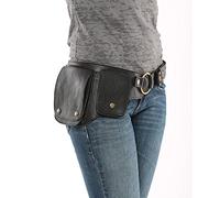 LYY Retro Leather Crossbody Shoulder Bags Medieval Belt Bag Phone Pouches Elegant Adjustable Rivet Waist Bag Belt Pouch for Women,Black