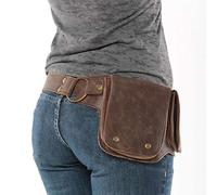 LYY Retro Leather Crossbody Shoulder Bags Medieval Belt Bag Phone Pouches Elegant Adjustable Rivet Waist Bag Belt Pouch for Women,Brown