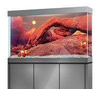 LYYAB Aquarium Background Stickers - Arch, Rock, Moon, Cloud, Red, Desert Self-Adhesive Fish Tank Reptile Terrarium Decor Poster (120 x 60 cm / (47.2 x 23.6 inches))