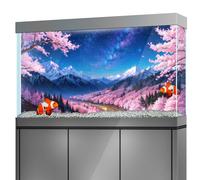 LYYAB Aquarium Background Stickers - Cherry Blossom, Mountain, Starry Fantasy Self-Adhesive Fish Tank Reptile Terrarium Decor Poster (120 x 60 cm / (47.2 x 23.6 inches))